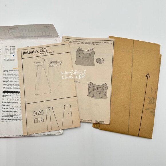 Butterick 6876 Nicole Miller Sewing Pattern Misses Petite Off-The-Shoulder Dress - Picture 4 of 4